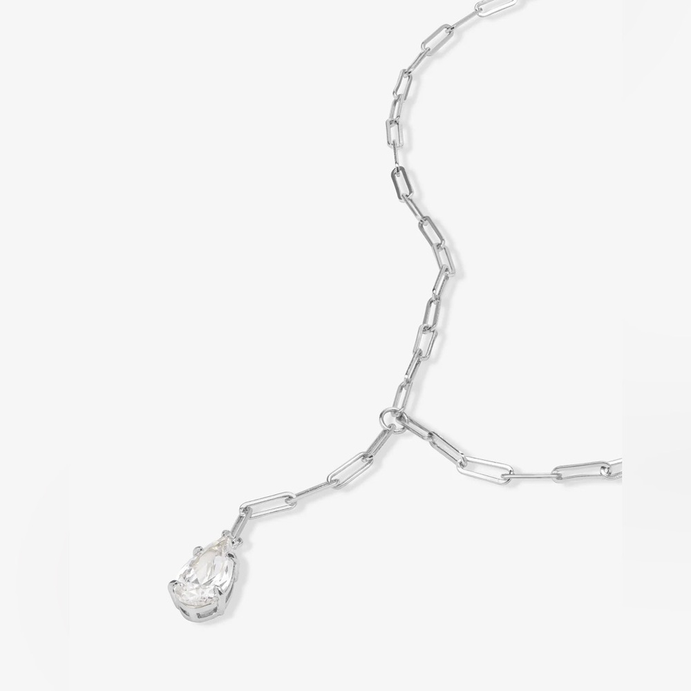 Baby Samantha Teardrop Lariat Necklace
Silver|White Diamondettes - Picture 3 of 4
